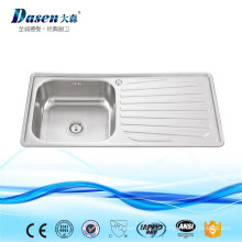 POPULAR USADO COMERCIAL MODERNO COCINA DISEÑOS SINGLE BOWL FREGADERO DE ACERO INOXIDABLE CON DRAINBOARD